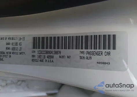 2016 Chrysler 200 S z USA, uszkodzony, nr VIN 1C3CCCBB9GN138870